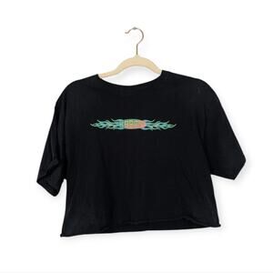 Jupiter Moon Black Karma Short Sleeve Cropped Graphic Tee Size M